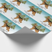 Airedale Terrier Hond Sneeuwig Winter Bos Feesteli Cadeaupapier (Hoek)