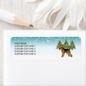 Airedale Terrier Hond Sneeuwig Winter Bos Feesteli Etiket (Insitu)