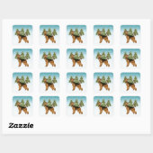 Airedale Terrier Hond Sneeuwig Winter Bos Feesteli Vierkante Sticker (Vel)
