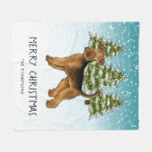 Airedale Terriër Hond Snowy Winter Bos En Tekst Fleece Deken (Voorkant (Horizontaal))