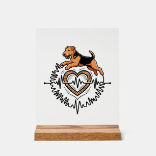 Airedale Terrier Hond Springend Hart Ekg Lijn Acryl Bord