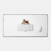 Airedale Terrier-hond springt Hart Ekg-lijn Bureaumat (Keyboard & Muis)