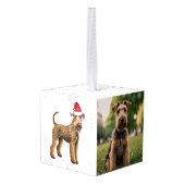 Airedale Terrier Hond Twee Foto Kerstvakantie Decoratie (Achter hoekig)