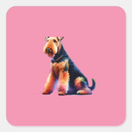 Airedale terrier Hond Vierkante Sticker