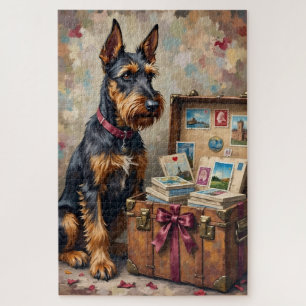 Airedale Terrier-hond vintage liefde ansichtkaarte Legpuzzel