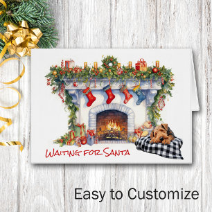 Airedale Terrier Hond Wacht op de Kerstman