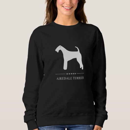 Airedale Terrier-hond witte silhouet Trui (Voorkant)