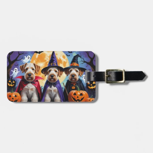 Airedale Terrier Honden Pompoen Halloween Grappig Bagagelabel (Voorkant horizontaal)