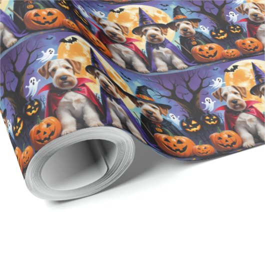 Airedale Terrier Honden Pompoen Halloween Grappig Cadeaupapier (Rol Hoek)