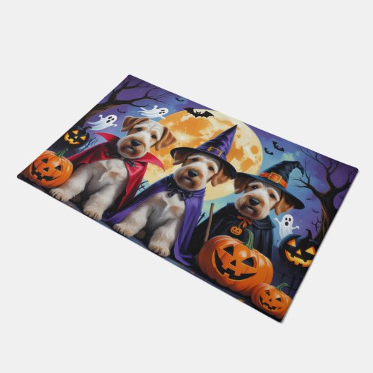 Airedale Terrier Honden Pompoen Halloween Grappig Deurmat (Schuin)