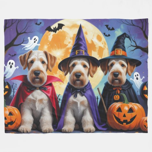 Airedale Terrier Honden Pompoen Halloween Grappig Fleece Deken