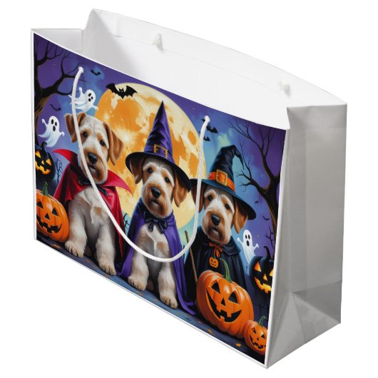Airedale Terrier Honden Pompoen Halloween Grappig Groot Cadeauzakje (Achterkant Gekanteld)