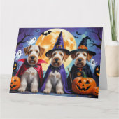 Airedale Terrier Honden Pompoen Halloween Grappig Kaart (Voorkant)