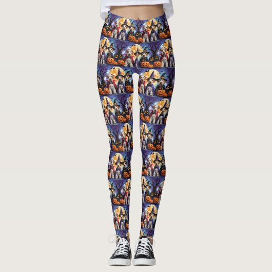 Airedale Terrier Honden Pompoen Halloween Grappig Leggings (Voorkant)