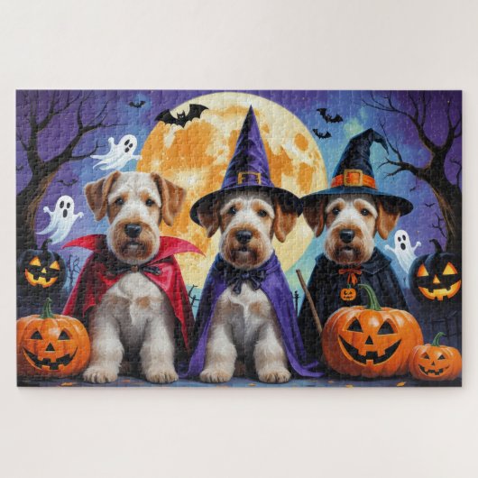 Airedale Terrier Honden Pompoen Halloween Grappig Legpuzzel (Horizontaal)