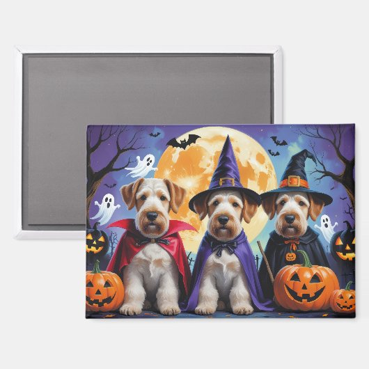 Airedale Terrier Honden Pompoen Halloween Grappig Magneet (Voorkant / Achterkant)
