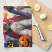 Airedale Terrier Honden Pompoen Halloween Grappig Theedoek (Quarter Fold)