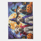 Airedale Terrier Honden Pompoen Halloween Grappig Theedoek (Verticaal)