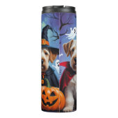 Airedale Terrier Honden Pompoen Halloween Grappig Thermosbeker (Achterkant)