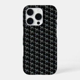 Airedale Terrier Honden Silhouet Geel Zwart Raster iPhone 16 Pro Hoesje