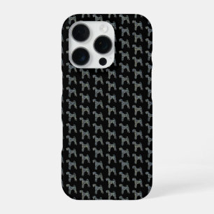 Airedale Terrier Honden Silhouet Geel Zwart Raster iPhone 16 Pro Hoesje