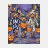 Airedale Terrier Honden Trick-or-Treating Hallowee Fleece Deken (Voorkant)
