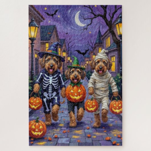 Airedale Terrier Honden Trick-or-Treating Hallowee Legpuzzel (Verticaal)