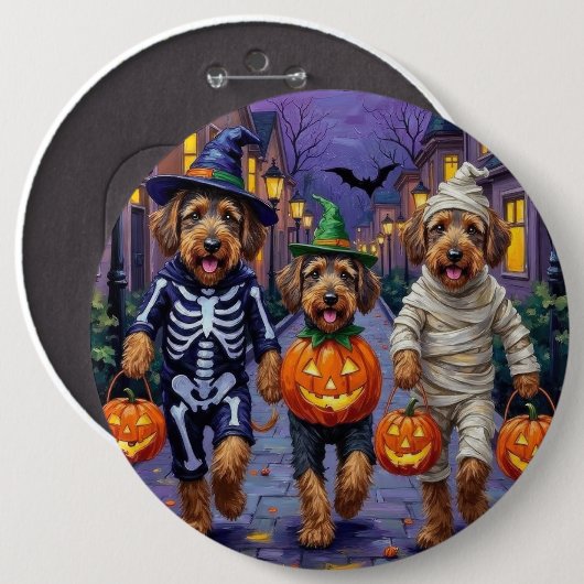 Airedale Terrier Honden Trick-or-Treating Hallowee Ronde Button 6,0 Cm (Voorkant /achterkant)
