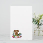 Airedale Terrier Hondenkop en kleurrijke wilde blo Briefpapier (Staand voorkant)