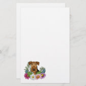 Airedale Terrier Hondenkop en kleurrijke wilde blo Briefpapier (Voorkant / Achterkant)