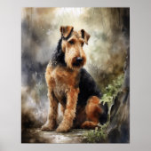 Airedale Terrier Hondenkunst Print Poster (Voorkant)