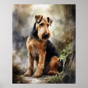 Airedale Terrier Hondenkunst Print Poster