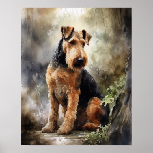 Airedale Terrier Hondenkunst Print Poster (Voorkant)