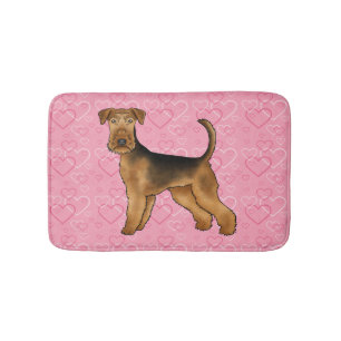 Airedale Terrier Hondenliefde Met Roze Hart Patroo Badmat