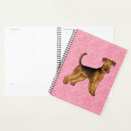 Airedale Terrier Hondenliefde Met Roze Hart Patroo Planner