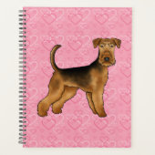 Airedale Terrier Hondenliefde Met Roze Hart Patroo Planner (Voorkant)