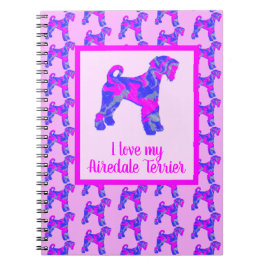 Airedale Terrier Hondenliefhebber Roze & Blue Silh Notitieboek