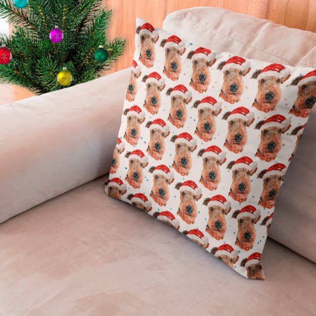 Airedale Terrier-hondenras Kerstmis Kussen (Creator heeft geüpload)