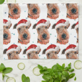 Airedale Terrier hondenras Kerstmis Theedoek (Gevouwen)
