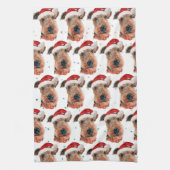 Airedale Terrier hondenras Kerstmis Theedoek (Verticaal)