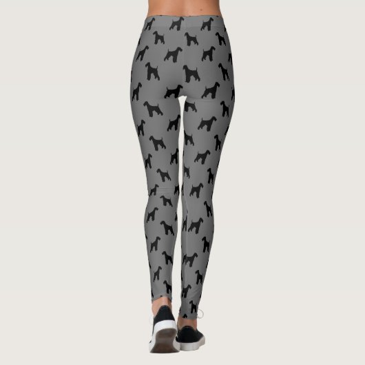 Airedale Terrier Hondenras Silhouettes Pattern Leggings (Achterkant)