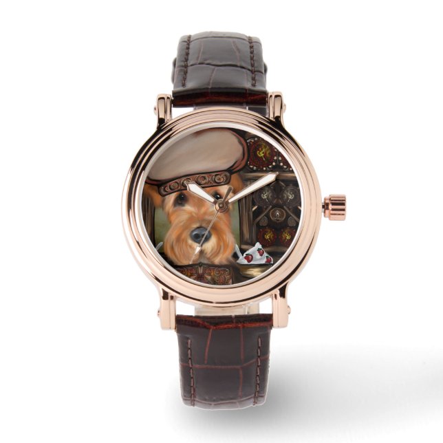 AIREDALE TERRIER HORLOGE (Voorkant)