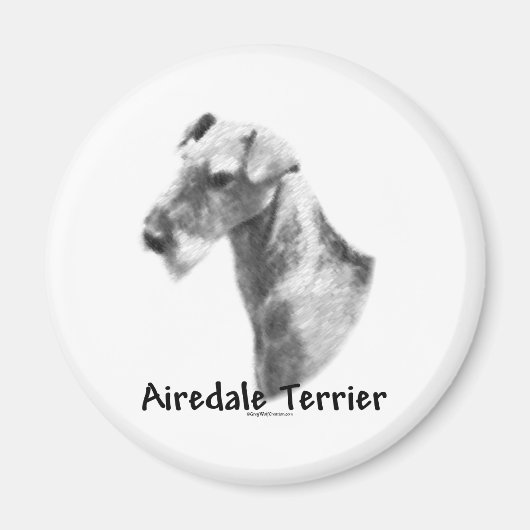 Airedale Terrier houtskool magneet (Voorkant)