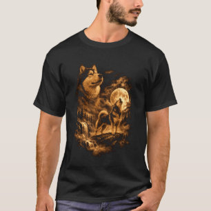 Airedale Terrier Huilende Maan Hond Fantasie Bos T-shirt