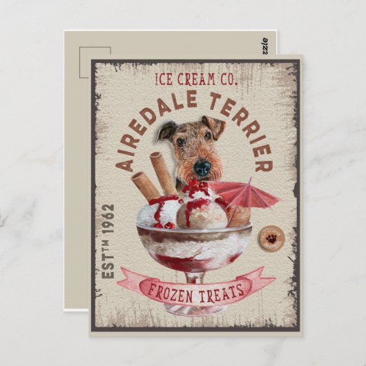 Airedale Terrier Ice-crème Funny Frozen behandelin Briefkaart (Voorkant / Achterkant)