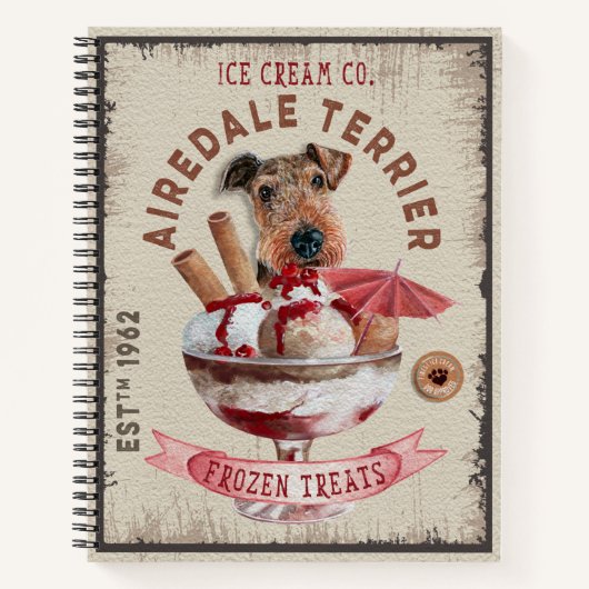 Airedale Terrier Ice-crème Funny Frozen behandelin Notitieboek (Voorkant)