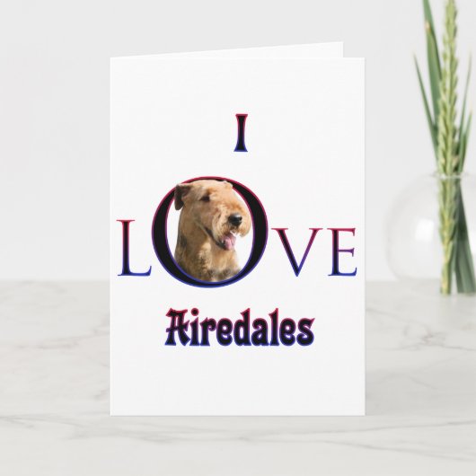 Airedale Terrier Ik Liefde Feestdagen Kaart (Voorkant)