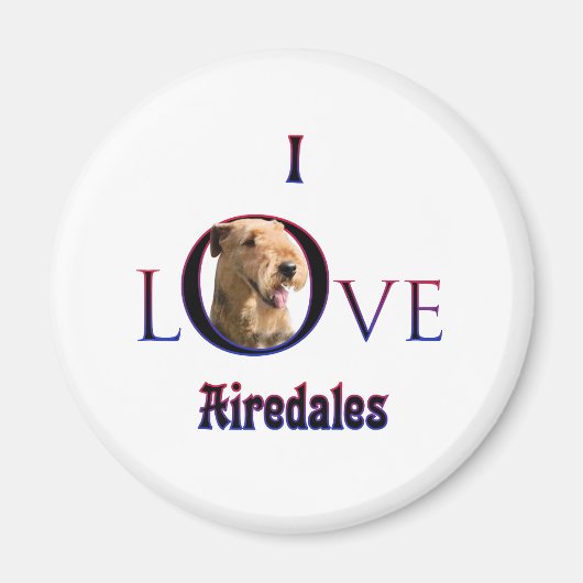 Airedale Terrier Ik Liefde Magneet (Voorkant)