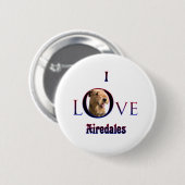 Airedale Terrier Ik Liefde Ronde Button 5,7 Cm (Voorkant /achterkant)