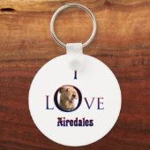 Airedale Terrier Ik Liefde Sleutelhanger (Voorkant)